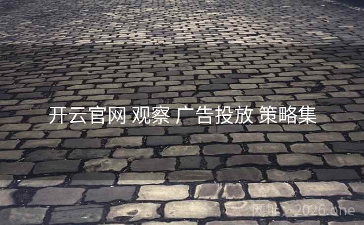 开云官网 观察 广告投放 策略集