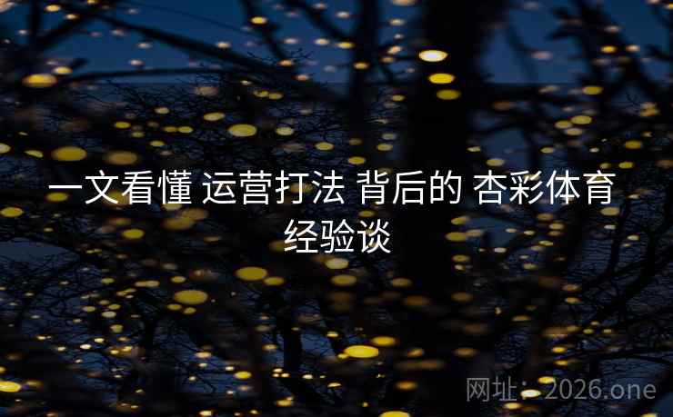一文看懂 运营打法 背后的 杏彩体育 经验谈
